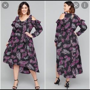 Black floral plus size dress